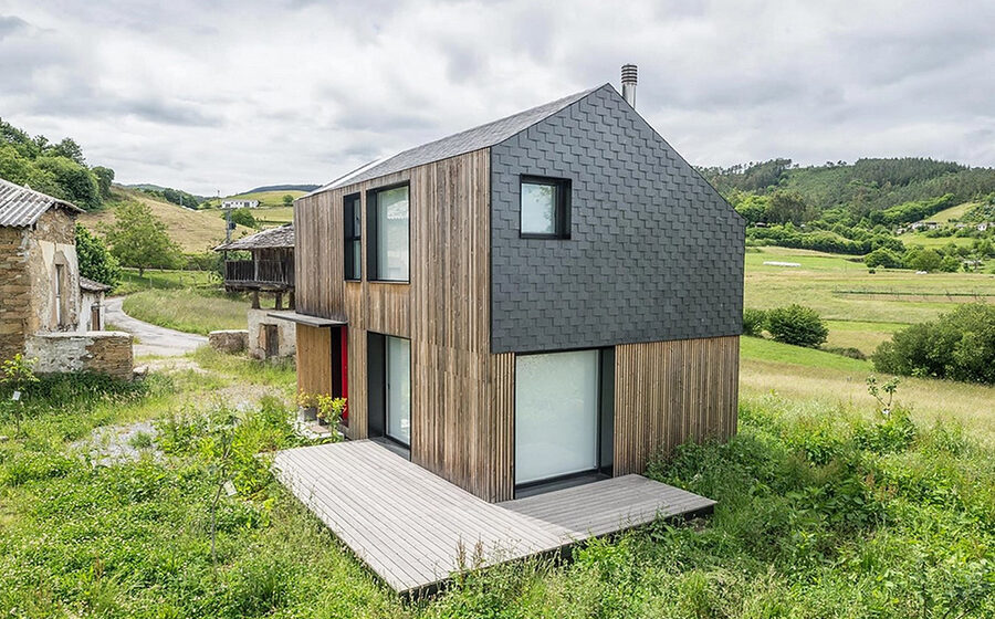 Natural Slate Integration in Modular Housing The Montaña House